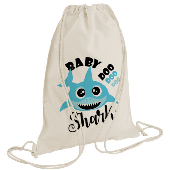 Baby Shark (boy), Τσάντα πλάτης πουγκί GYMBAG natural (28x40cm)