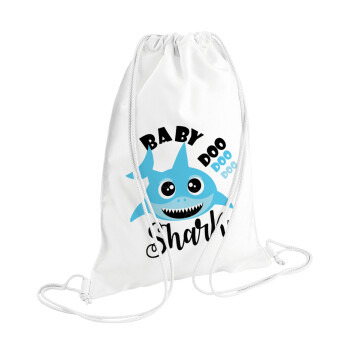 Baby Shark (boy), Τσάντα πλάτης πουγκί GYMBAG λευκή (28x40cm)