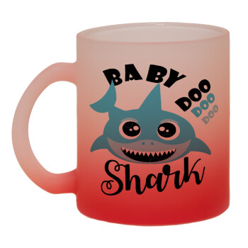Baby Shark (boy), Κούπα γυάλινη δίχρωμη με βάση το κόκκινο ματ, 330ml