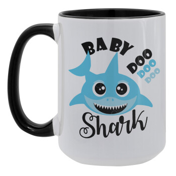 Baby Shark (boy), Κούπα Mega 15oz, κεραμική Μαύρη, 450ml