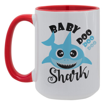 Baby Shark (boy), Κούπα Mega 15oz, κεραμική Κόκκινη, 450ml