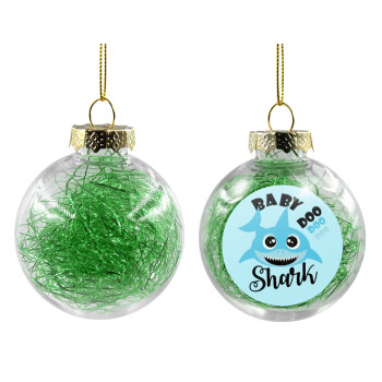 Baby Shark (boy), Transparent Christmas tree ball ornament with green filling 8cm