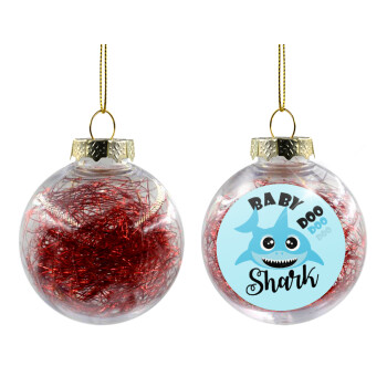 Baby Shark (boy), Transparent Christmas tree ball ornament with red filling 8cm