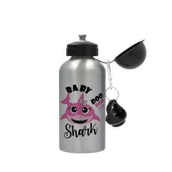 Baby Shark (girl), Metallic water jug, Silver, aluminum 500ml
