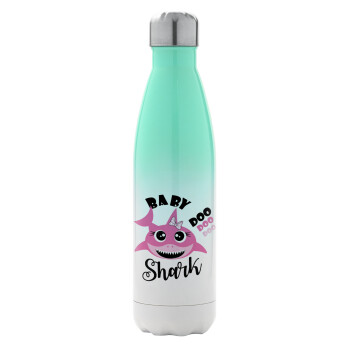 Baby Shark (girl), Metal mug thermos Green/White (Stainless steel), double wall, 500ml