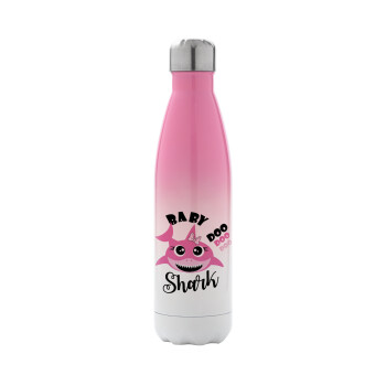 Baby Shark (girl), Metal mug thermos Pink/White (Stainless steel), double wall, 500ml