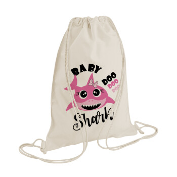 Baby Shark (girl), Backpack bag GYMBAG natural (28x40cm)