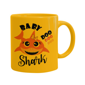 Baby Shark (girl), Ceramic coffee mug yellow, 330ml