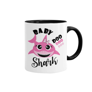 Baby Shark (girl), Κούπα χρωματιστή μαύρη, κεραμική, 330ml
