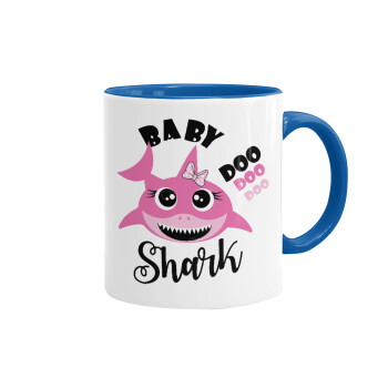 Baby Shark (girl), Κούπα χρωματιστή μπλε, κεραμική, 330ml