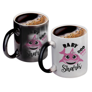 Baby Shark (girl), Color changing magic Mug, ceramic, 330ml when adding hot liquid inside, the black colour desappears (1 pcs)