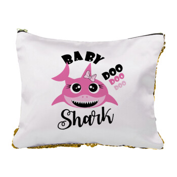 Baby Shark (girl), Sequin Gold Pouch Cosmetic Bag