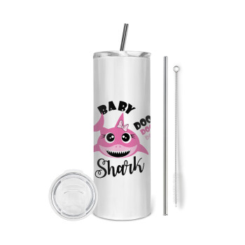 Baby Shark (girl), Eco friendly stainless steel tumbler 600ml, with metal straw & cleaning brush