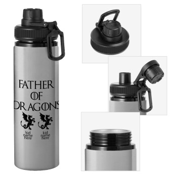 GOT, Father of Dragons  (με ονόματα παιδικά), Metallic water bottle with safety cap, 850ml aluminum