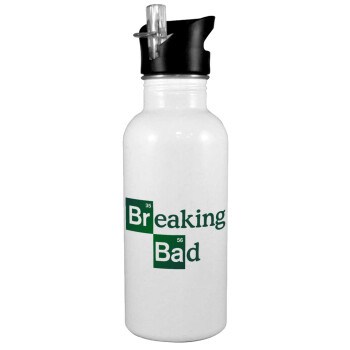 Breaking Bad, White water bottle with straw, stainless steel 600ml