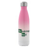 Metal mug thermos Pink/White (Stainless steel), double wall, 500ml