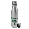 Metallic water bottle, stainless steel, 750ml