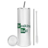 Tumbler stainless steel 600ml, with metal straw & cleaning brush