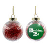 Transparent Christmas tree ball ornament with red filling 8cm