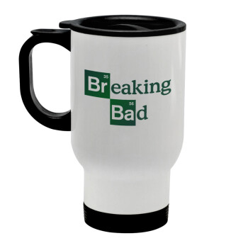 Breaking Bad, Stainless steel travel mug with lid, double wall white 450ml