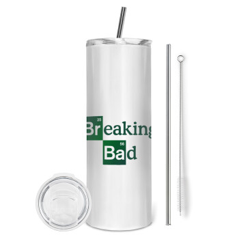 Breaking Bad, Eco friendly ποτήρι θερμό (tumbler) από ανοξείδωτο ατσάλι 600ml, με μεταλλικό καλαμάκι & βούρτσα καθαρισμού