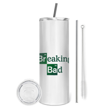 Breaking Bad, Tumbler ποτήρι θερμό από ανοξείδωτο ατσάλι 600ml, με μεταλλικό καλαμάκι & βούρτσα καθαρισμού