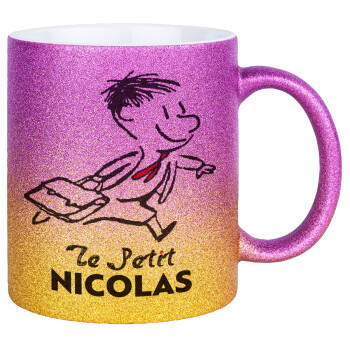 Le Petit Nicolas, Κούπα Χρυσή/Ροζ Glitter, κεραμική, 330ml