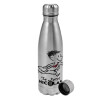 Metallic water bottle, stainless steel, 750ml