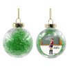 Transparent Christmas tree ball ornament with green filling 8cm