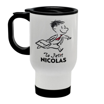 Le Petit Nicolas, Stainless steel travel mug with lid, double wall white 450ml