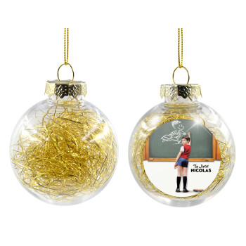 Le Petit Nicolas, Transparent Christmas tree ball ornament with gold filling 8cm