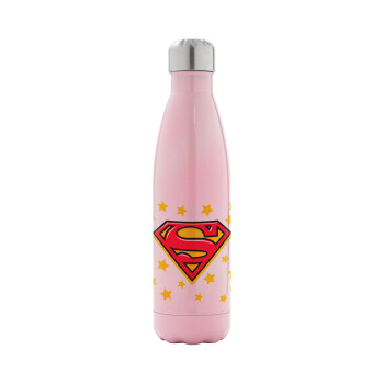 Superman Blue, Metal mug thermos Pink Iridiscent (Stainless steel), double wall, 500ml