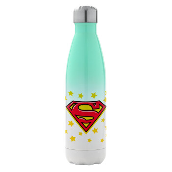 Superman Blue, Metal mug thermos Green/White (Stainless steel), double wall, 500ml