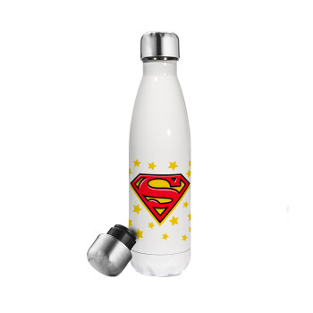 Superman Blue, Metal mug thermos White (Stainless steel), double wall, 500ml