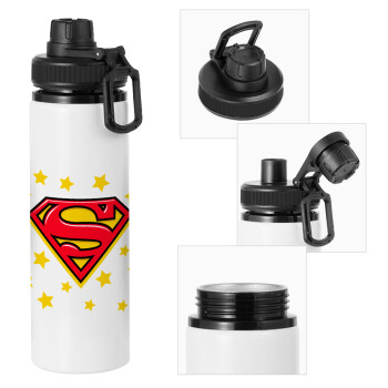 Superman Blue, Metal water bottle with safety cap, aluminum 850ml