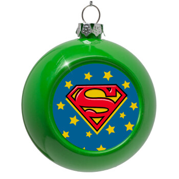 Superman Blue, Green Christmas tree ornament bauble 8cm