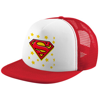 Superman Blue, Καπέλο Ενηλίκων Soft Trucker με Δίχτυ Red/White (POLYESTER, ΕΝΗΛΙΚΩΝ, UNISEX, ONE SIZE)