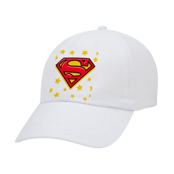 Superman Blue, Adult Baseball Cap White 5-panel (POLYESTER, ADULT, UNISEX, ONE SIZE)