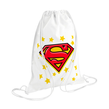 Superman Blue, Backpack pouch GYMBAG white (28x40cm)