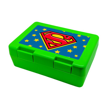 Superman Blue, Children's cookie container GREEN 185x128x65mm (BPA free plastic)