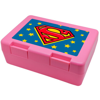 Superman Blue, Children's cookie container PINK 185x128x65mm (BPA free plastic)