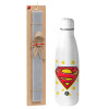 Easter Set, metallic stainless thermos bottle (500ml) & scented flat Easter candle (30cm) (GRAY)