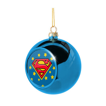 Superman Blue, Blue Christmas tree ball ornament 8cm