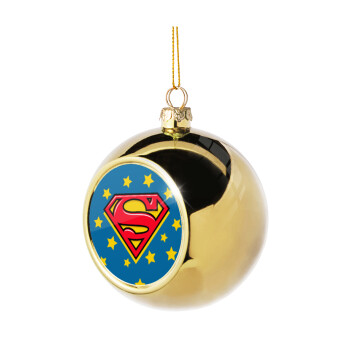 Superman Blue, Golden Christmas tree ball ornament 8cm