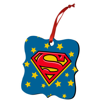 Superman Blue, Christmas ornament polygon wooden 7.5cm