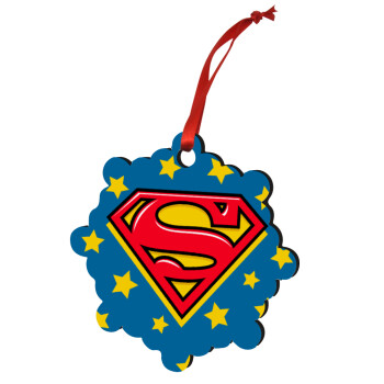 Superman Blue, Christmas ornament snowflake wooden 7.5cm