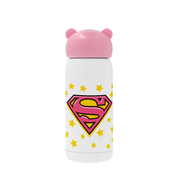 Superman Pink, Ροζ ανοξείδωτο παγούρι θερμό (Stainless steel), 320ml