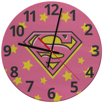 Superman Pink, Ρολόι τοίχου γυάλινο (30cm)