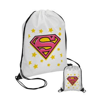 Superman Pink, Τσάντα πουγκί με μαύρα κορδόνια (1 τεμάχιο)