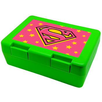 Superman Pink, Children's cookie container GREEN 185x128x65mm (BPA free plastic)